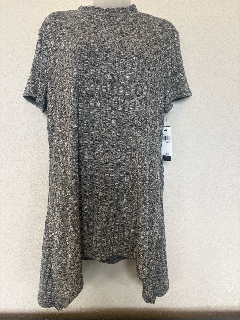 AB Studio Heathered Gray Short-Sleeve Knit Tunic
